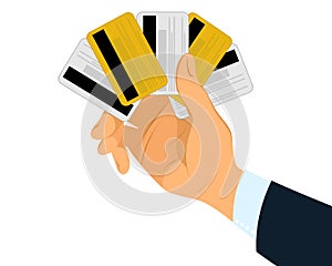 Hand with credit cards