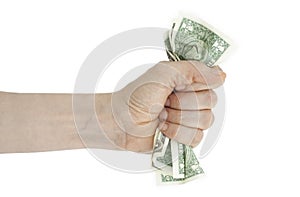Hand and crumpled money