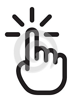 Hand cursor. Click here symbol. Touch icon