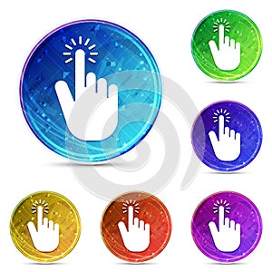 Hand cursor click icon digital abstract round buttons set illustration