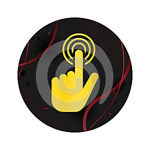 Hand cursor click icon elegant black round button