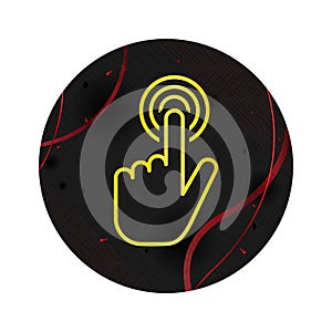 Hand cursor click icon elegant black round button