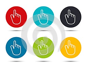 Hand cursor click icon flat round button set illustration design