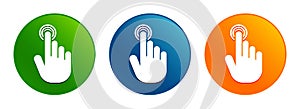 Hand cursor click icon liquid design round button set illustration