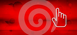 Hand cursor click icon motion art abstract red banner illustration