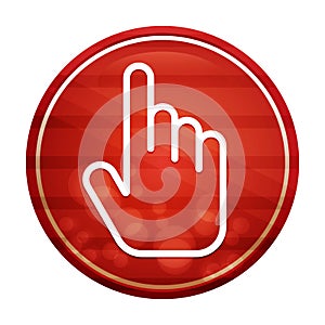 Hand cursor click icon realistic diagonal motion red round button illustration