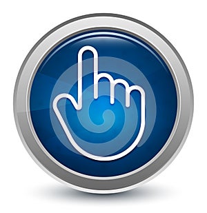 Hand cursor click icon starburst shiny blue round button illustration design concept