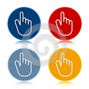Hand cursor click icon trendy flat round buttons set illustration design