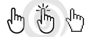 Hand cursor click symbol icon. Touch vector icons. Illustration isolated on white background