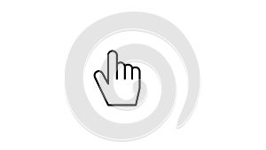 Hand cursor Clicking. Finger touch the screen. Computer mouse click gesture. Animated icon technology and internet on