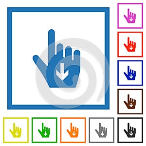 Hand cursor down solid flat framed icons