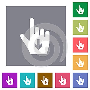 Hand cursor down solid square flat icons