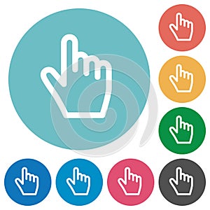 Hand cursor flat round icons