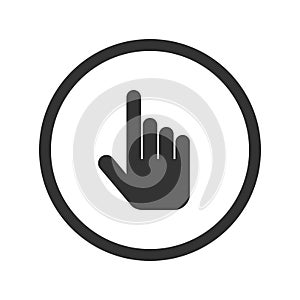 Hand cursor icon, black isolated on white background, vector illustration.