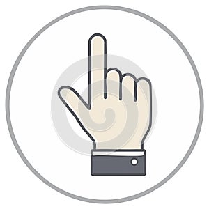 Hand cursor icon with index finger pointing up for selection or click gesture