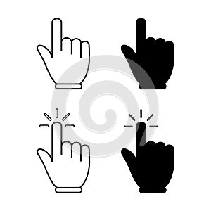 Hand Cursor Icon Monochrome. Clicking Finger Pointer Symbol Vector