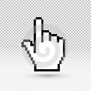 Hand cursor Icon. Vector illustration EPS 10. Flat design. Isolated on transparent background