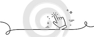 Hand cursor line icon. Click action sign. Continuous line with curl. Vector