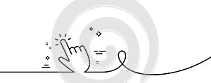 Hand cursor line icon. Click action sign. Continuous line with curl. Vector