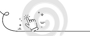 Hand cursor line icon. Click action sign. Continuous line with curl. Vector