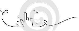 Hand cursor line icon. Click action sign. Continuous line with curl. Vector