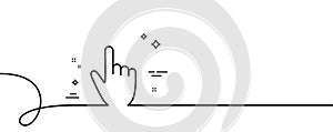 Hand cursor line icon. Click action sign. Continuous line with curl. Vector
