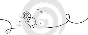Hand cursor line icon. Click action sign. Continuous line with curl. Vector
