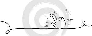 Hand cursor line icon. Click action sign. Continuous line with curl. Vector