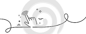 Hand cursor line icon. Click action sign. Continuous line with curl. Vector