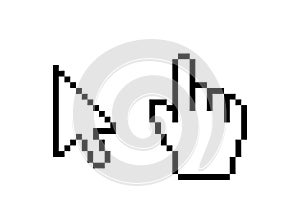 Hand cursor mouse icon. Cursor pixel pointer arrow. vector web finger click icon.