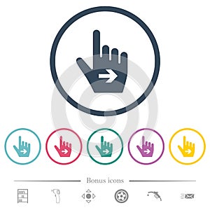 Hand cursor right solid flat color icons in round outlines