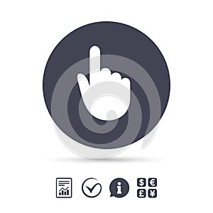 Hand cursor sign icon. Hand pointer symbol.