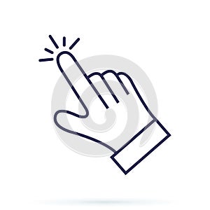 Hand cursor vector icon, clicking pointer. Clicking finger concept for subscribe, send or other button. Online cursor photo