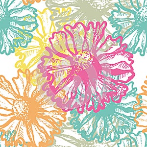 Hand dawn fresh and vivid seamless pattern