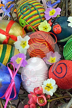 Hand decorated eggs photo