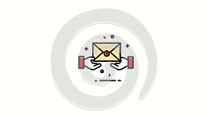 Hand Delivering an Envelope Icon, Email Communication and Message Sending Concept