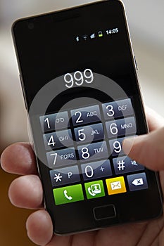 Hand Dialling 999 On Mobile Phone