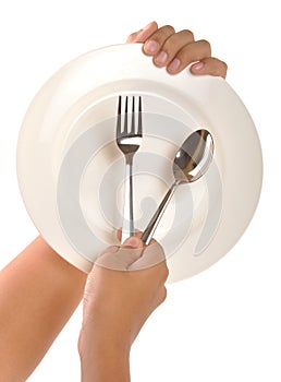 Hand with dinner plate