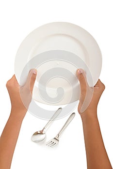 Hand with dinner plate