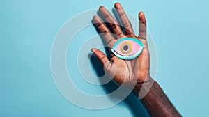 Hand Holding Hamsa Amulet. AI generated