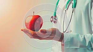 The Doctor Holding Apple.AI generated image