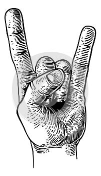 Heavy Metal Rock Music Hand Sign Gesture photo