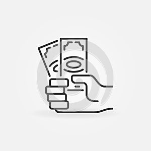 Hand with dollar banknotes icon