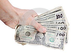 Hand with dollars photo