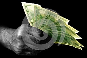 Hand with dollars