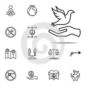 hand and dove icon. human rights icons universal set for web and mobile