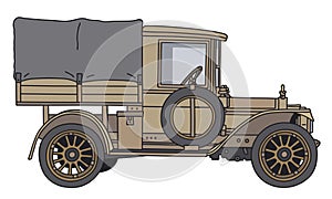 The vintage sand military truck photo