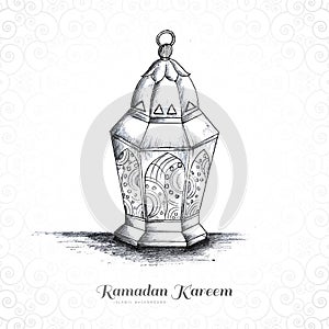 Hand draw arabic lamps sketch card design