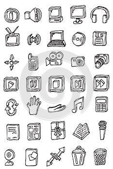 Hand draw business icon collection