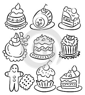 Hand draw cartoon cake icon